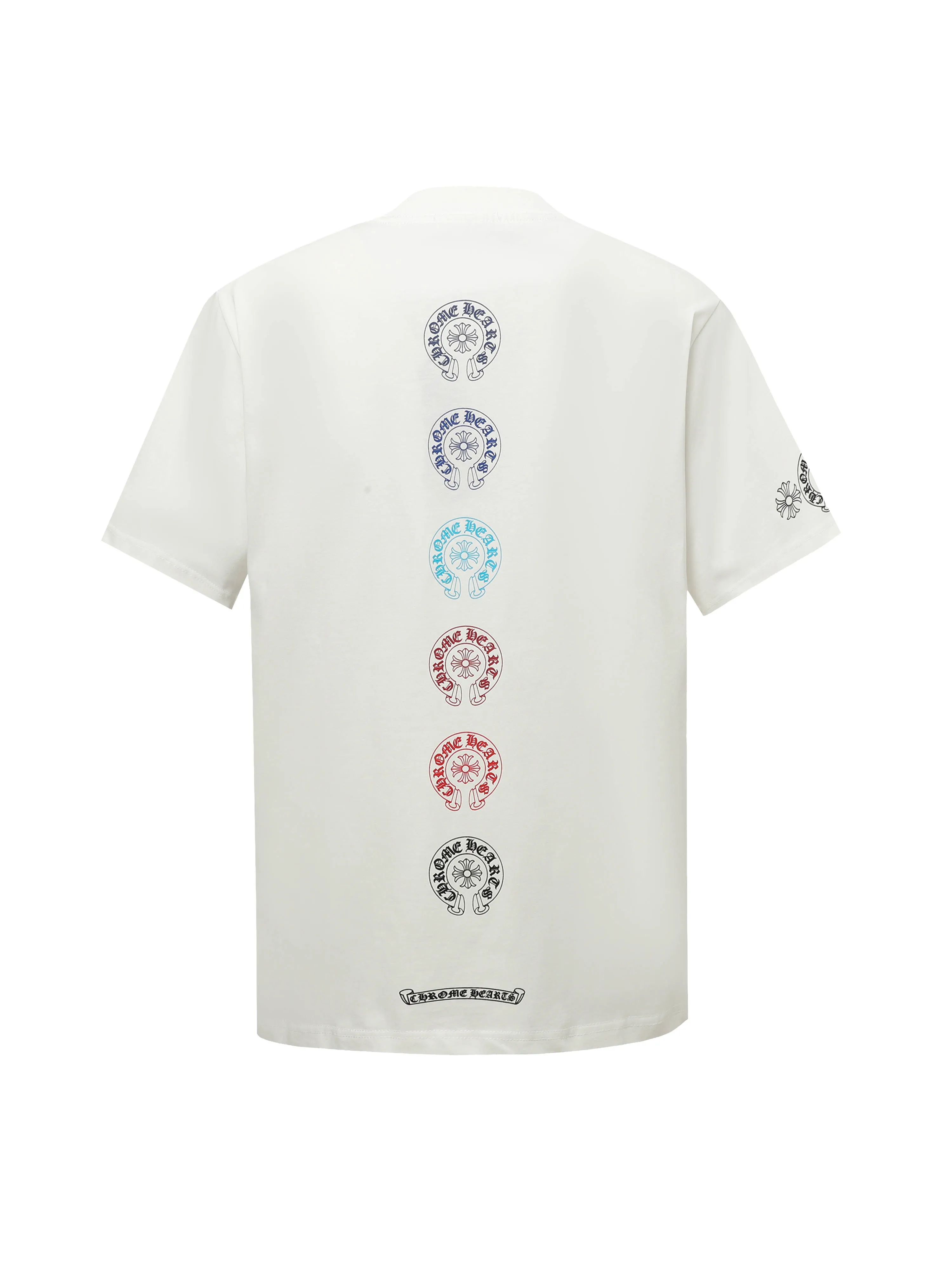 🅿️180 Chrome hearte/Chrome heart ch 25ss early spring horseshoe cross six-color printed short-sleeved T-shirt. A must-have item for daily commuting for men and women in light luxury. The correct version is welcome to compare. Detailed features ·280 grams of 100% cotton double yarn jersey fabric ·Custom-dyed in the same cylinder, special thickened 32 pieces double-strand 1x1 thread ·Double-needle cross-stitch technology ·Original main mark washed hangtag Color: black white Size: XS-L